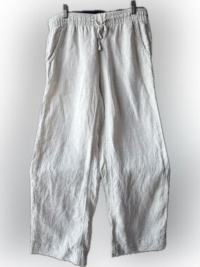 L.L.Bean Linen Wide Leg Pull-On Pants Natural Oatmeal NWOT - Coastal Grandma